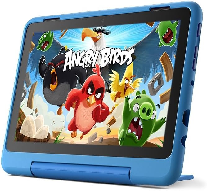 Amazon Fire HD 8 Kids Pro tablet- 2022, ages 6-12 | 8" HD screen, slim case for older kids, ad-free content, parental controls, 13-hr battery, 32 GB, Cyber Blue