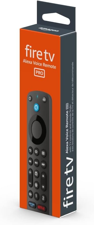 Amazon Alexa Voice Remote Pro, includes remote finder, TV controls, backlit buttons, requires compatible Fire TV device