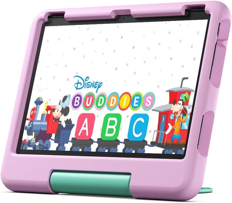 Amazon Fire 10 HD Kids tablet- 2023, ages 3-7 | Bright 10.1" HD screen with ad-free content and parental controls included, 13-hr battery, 32 GB, Pink