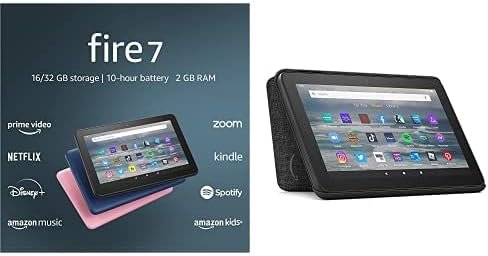 All-new Fire 7 tablet (16 GB, Black, Ad-Supported) + Amazon Standing Cover (Black)