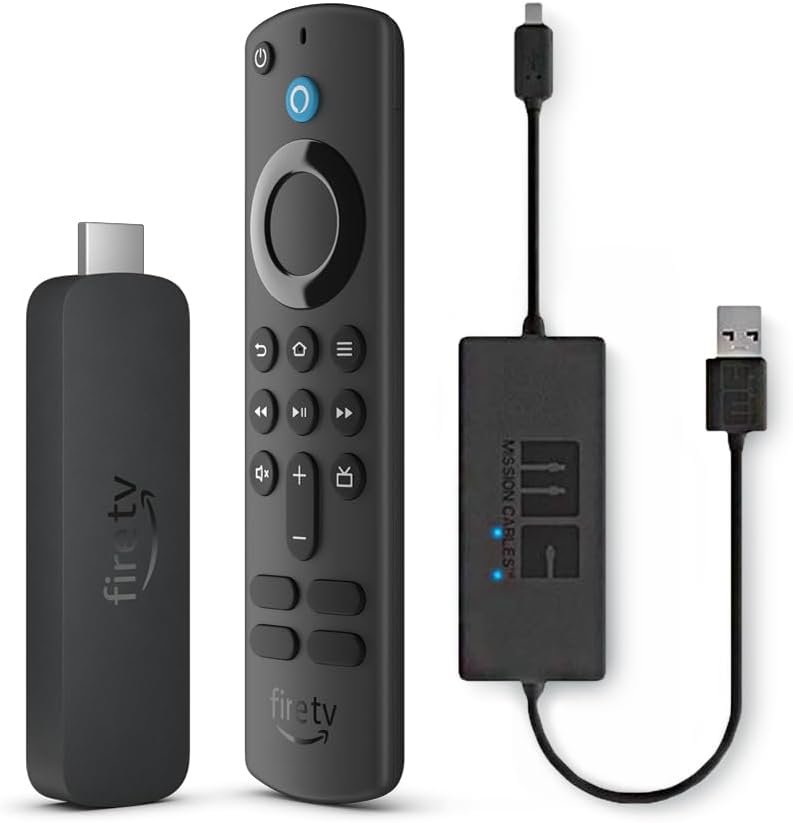 Amazon Fire TV Stick 4K with USB Power Cable (eliminates the need for AC adapter)