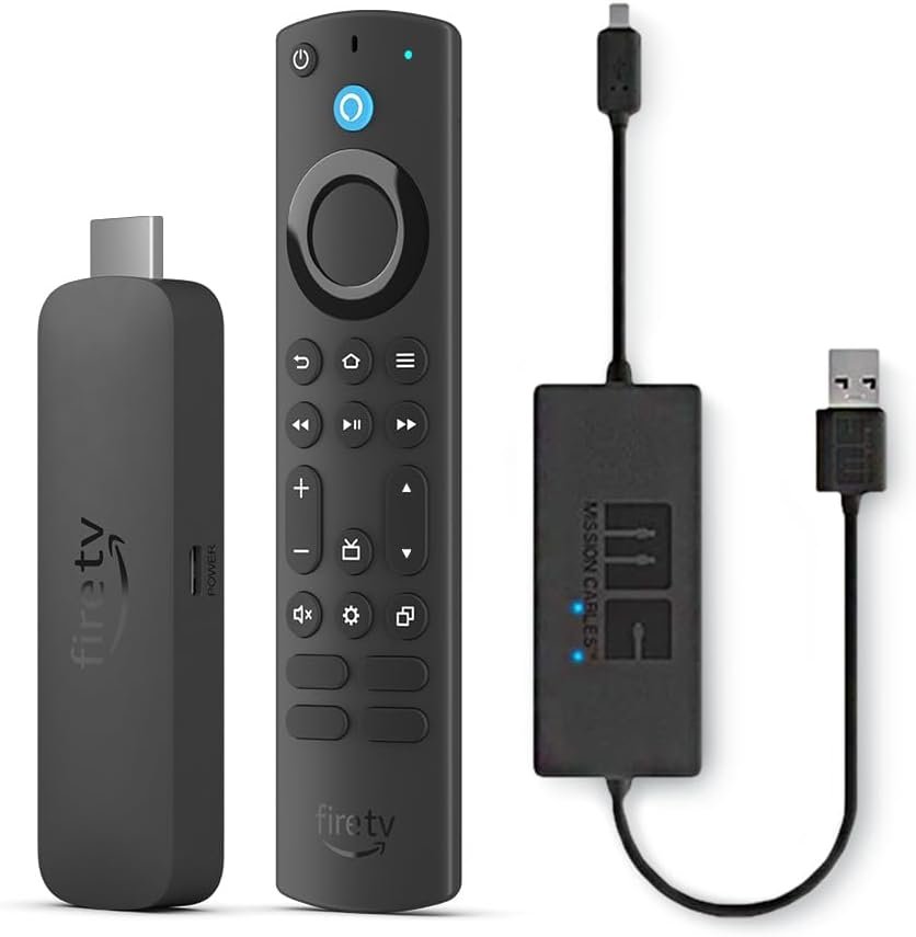 Amazon Fire TV Stick 4K Max with USB Power Cable (eliminates the need for AC adapter)