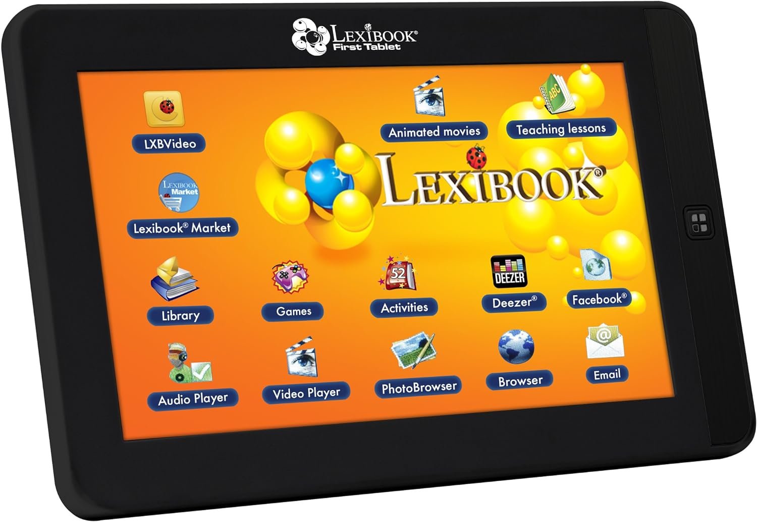 Lexibook First Android Child Educational Tablet, General Knowledge Games, Included Library, USB, TF Card & Aux-In Connection - MFC150GB, Black