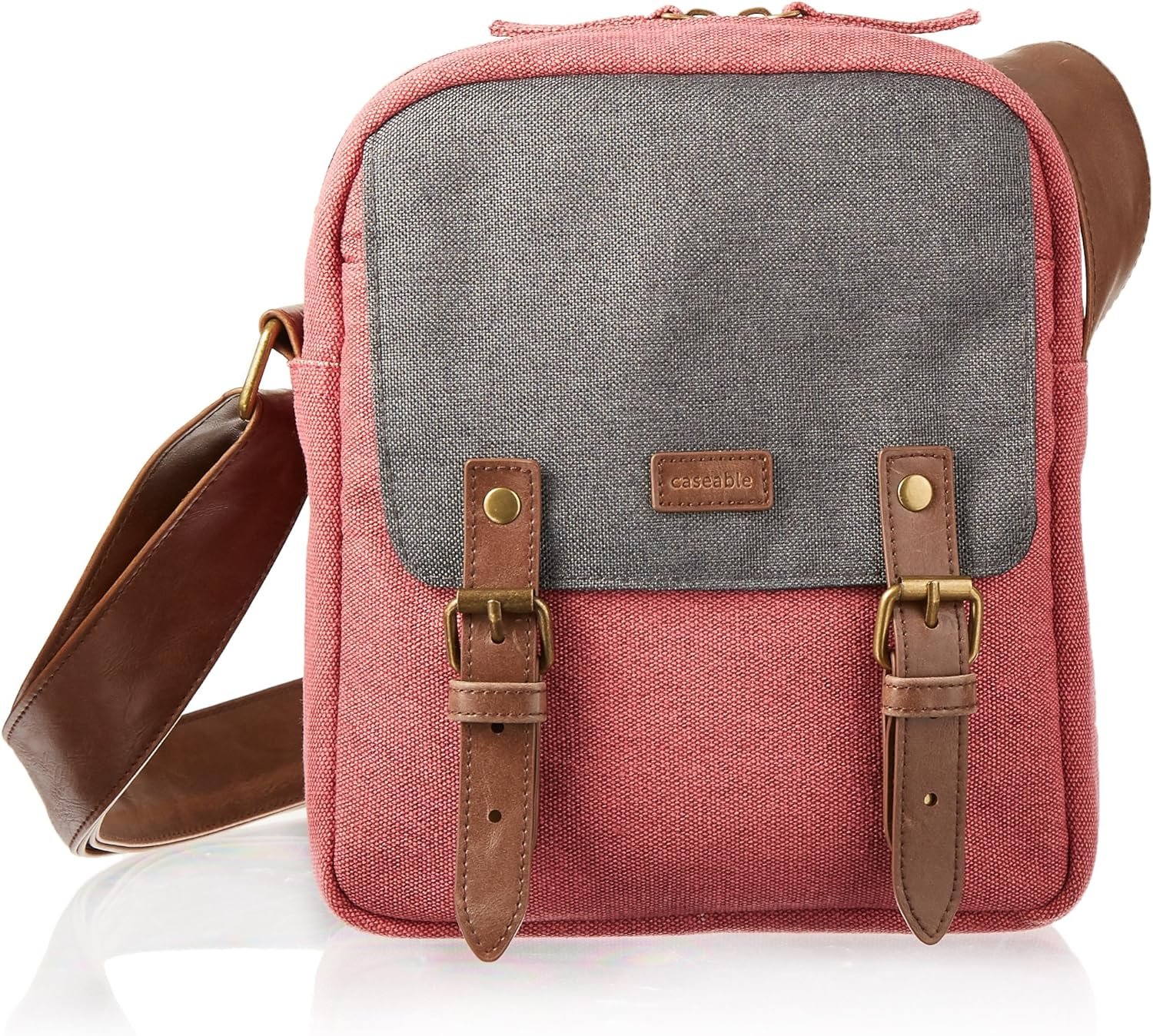 caseable shoulder travel bag for Kindle in maroon / grey