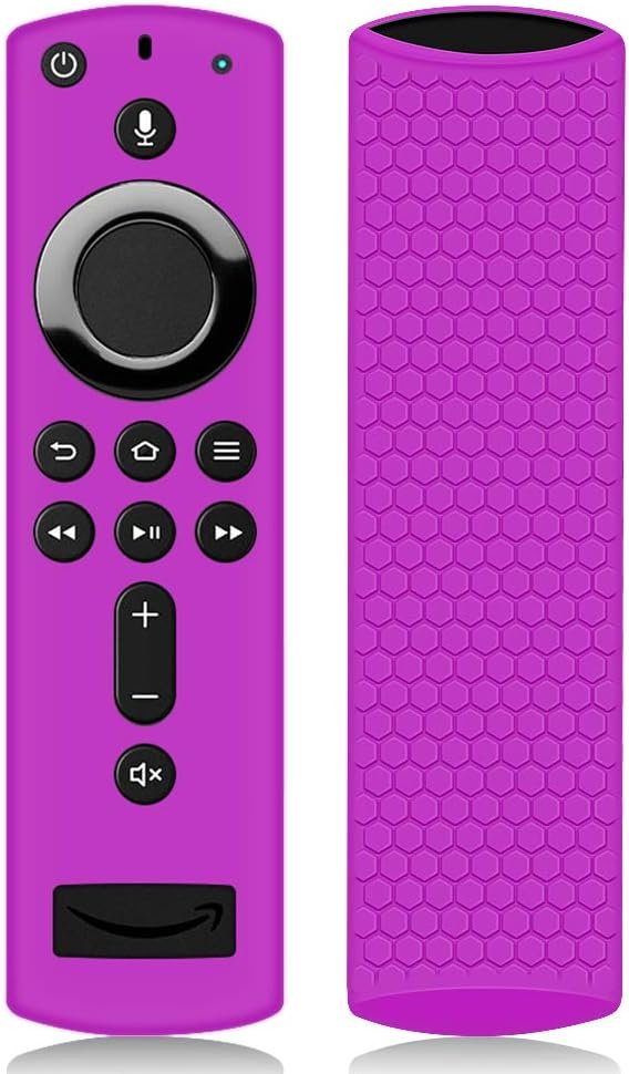 Remote Case/Cover for Fire TV Stick 4K, Protective Silicone Holder Lightweight [Anti Slip] ShockProof for Fire TV Cube/Fire TV(3rd Gen)Compatible with All-New 2nd Gen Alexa Voice Remote Control-Purple