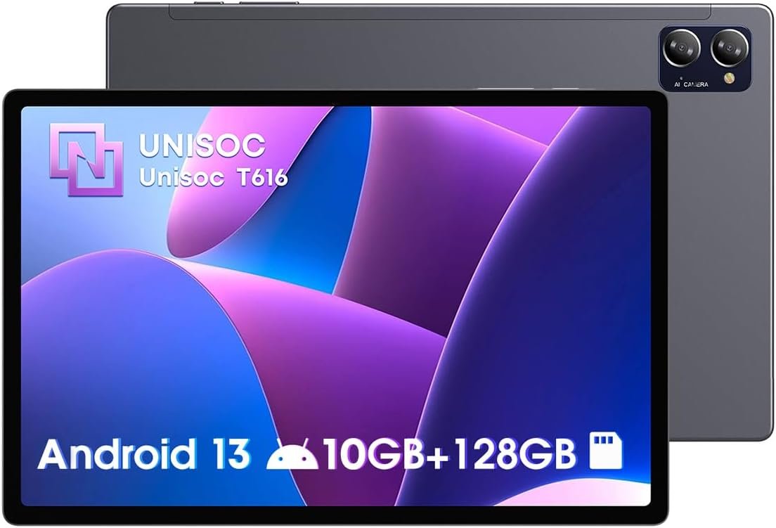 CHUWI Android 13 Tablet 10.51'', 10GB RAM 128GB ROM, 4G LTE Unlocked Tablets, Unisoc T616, 1TB Expand, 13MP Triple Camera, FHD 1920x1200, BT5.0, Widevine L1, 7000mAh, GPS, WiFi, Face Unlock, with Case