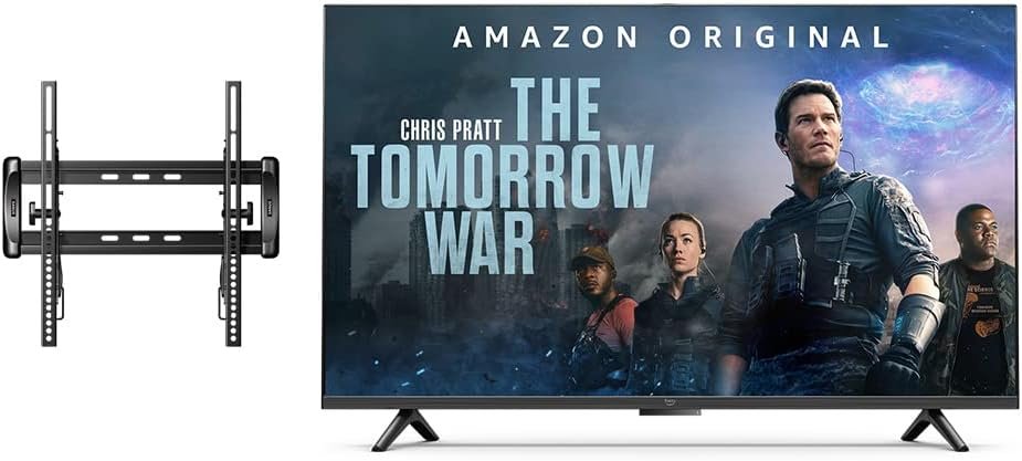 Amazon Fire TV 55" Omni Series 4K UHD smart TV bundle with Universal Tilting Wall Mount and Red Remote Cover