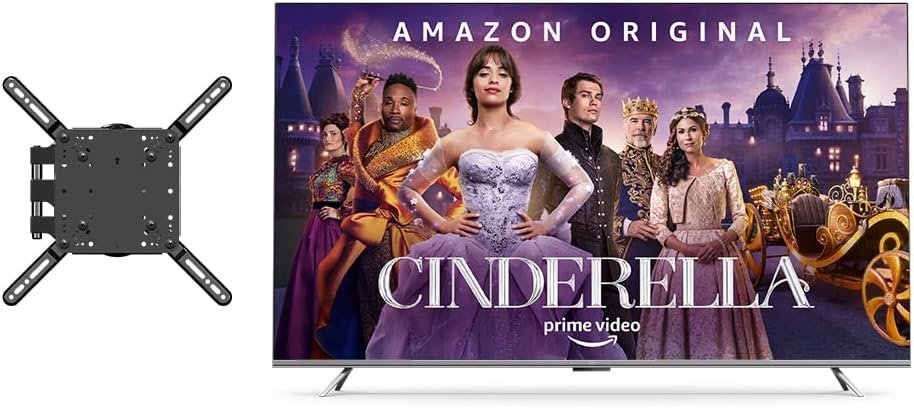 Amazon Fire TV 65" Omni Series 4K UHD smart TV bundle with Full Motion Wall Mount and Red Remote Cover