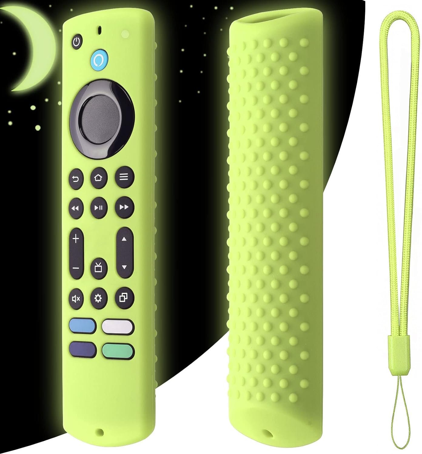 Silicone Remote case for 2023 Fire TV Stick 4K Max 2nd/Fir TV Omni Series/FireTV 4-Series Remote,Toshiba/Insignia FirTV Remote Cover with Lanyard(Glow Green)