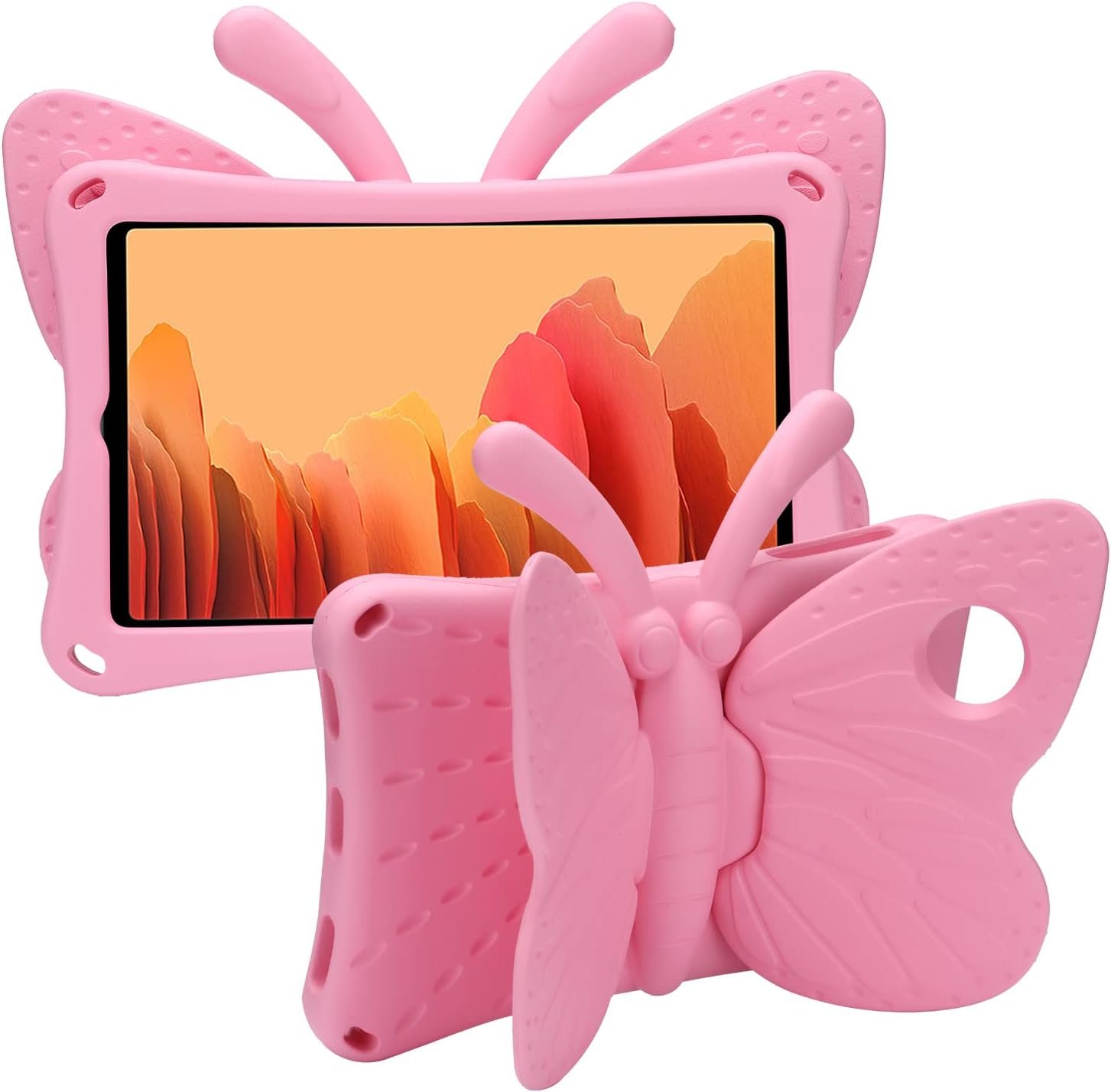 JGY Fire HD 10 Kids Tablet 10.1 11th Gen Pretty Butterfly Case for Kids Girl EVA Foam Full Cover Sturdy Fire HD 10 Case with Stand Pencil Holder Shockproof Rugged Case for Fire HD 10 Tablet (Pink)