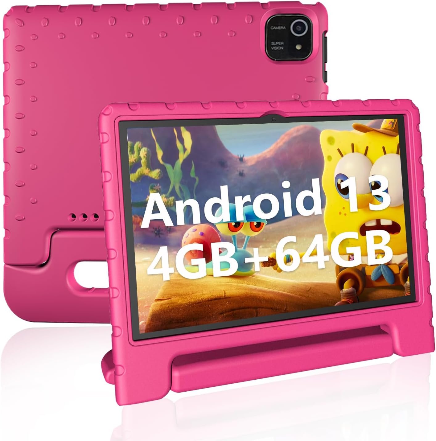 Newest Kids Tablet 2024,10 inch Tablet for Kids with wifi,10.1 IPS HD Screen,CPU Speed up to 1.8GHz,RAM 4GB and 64GB Storage,Toddler Tablet with Protective case,Color Pink