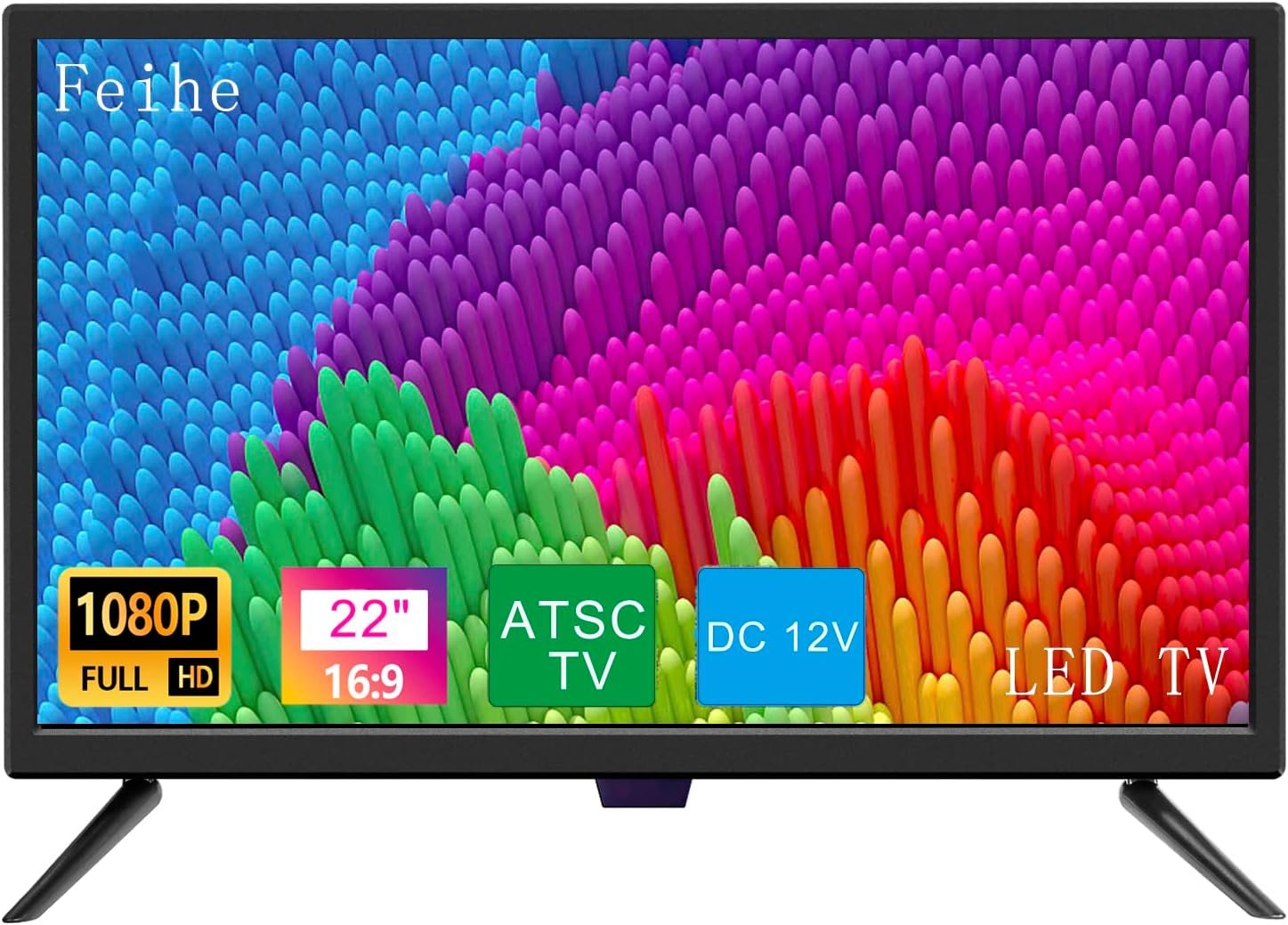 22 Inch TV, FHD LED Flat Screen TV 1080p IPS Display w/Digital Dual Tuners ATSC/HDMI/VGA/AV/USB, 12 Volt RV TV Suitable for Kitchen/RV/Caravan and Boat(2022 Model)