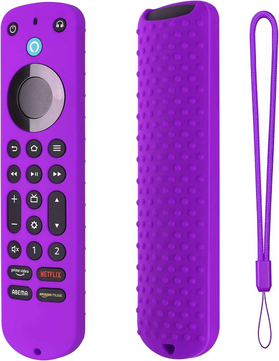 Silicone Cover for Voice Remote Pro 2022, Silicone Case Cover for Voice Remote Pro 2022 with Lanyard (Purple)