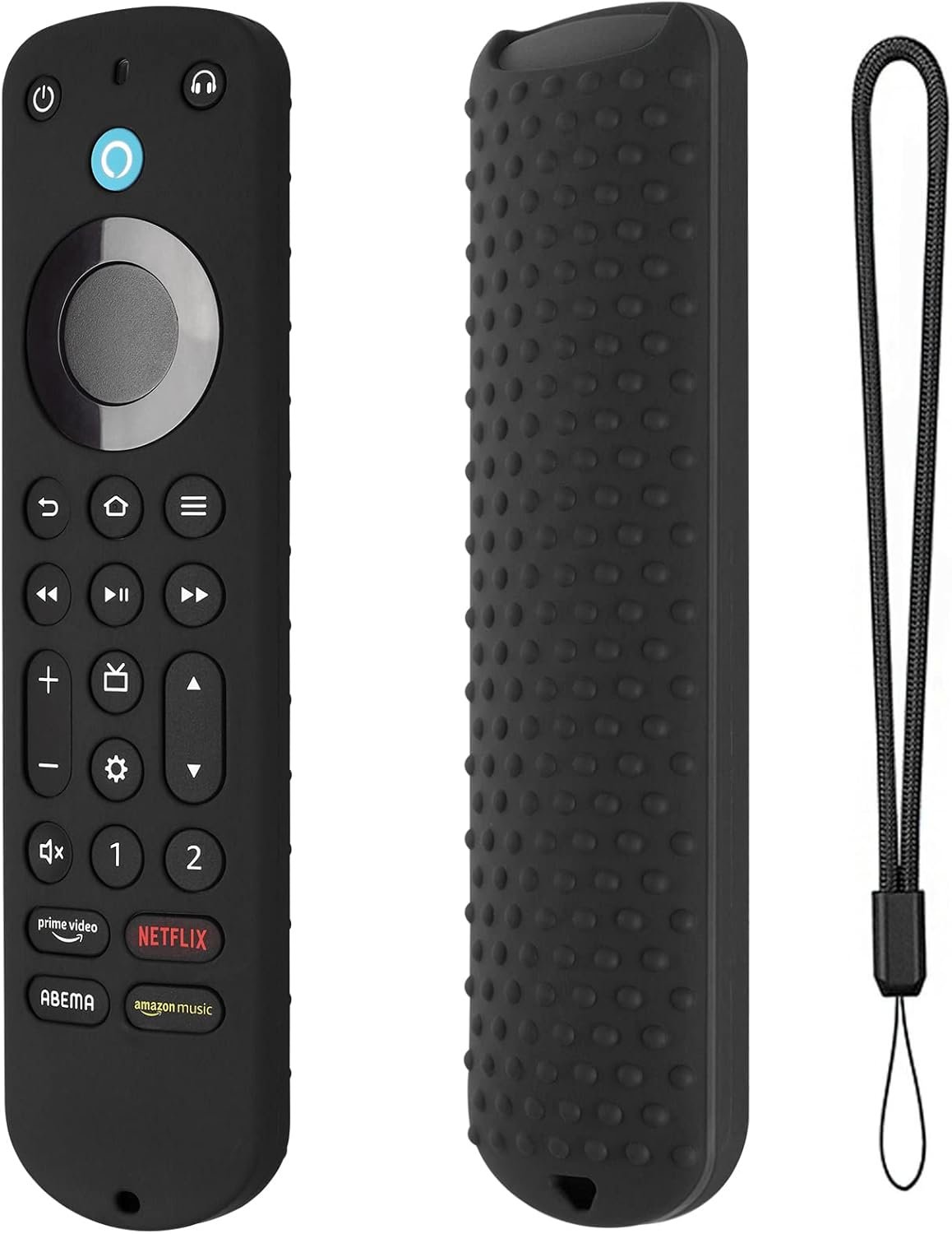 Silicone Cover for Voice Remote Pro 2022, Silicone Case Cover for Voice Remote Pro 2022 with Lanyard (Black)