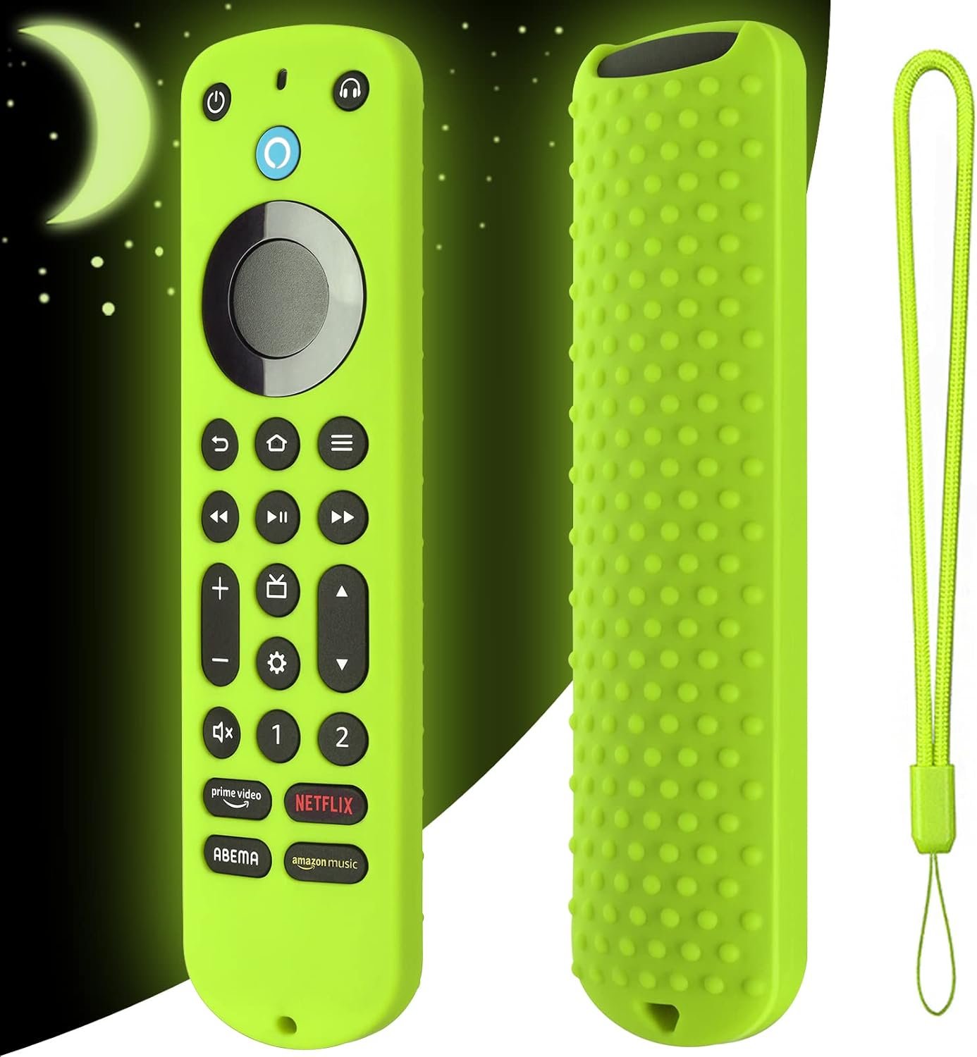 Silicone Cover for Voice Remote Pro 2022, Silicone Case Cover for Voice Remote Pro 2022 with Lanyard (Glow Green)