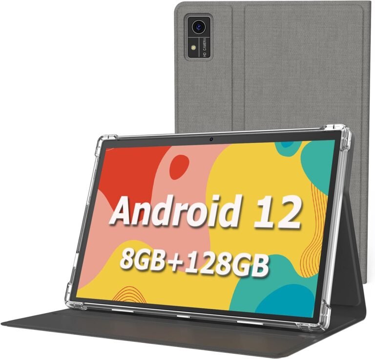 Relndoo Android 12 Tablet: 10-Inch FHD Screen, 5G WiFi, 128GB Storage, 8GB RAM, 8000 mAh Battery, Dual Camera, Bluetooth 5.0, GPS, GMS Certified