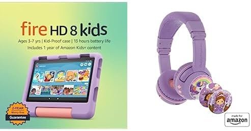 Fire HD 8 Kids tablet, 8" 32GB (Purple) + Kids Headset