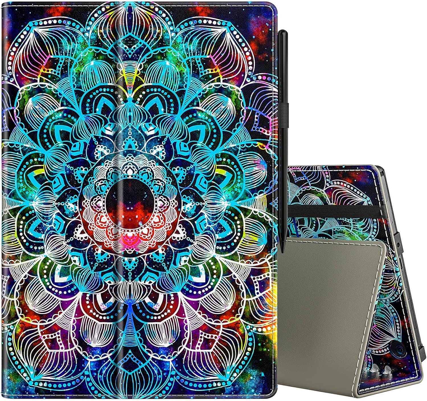 COOWPS for Amazon Fire Max 11 Tablet Case (13th Generation, 2023 Release) 11" - Slim Folding Stand Cover for Fire Max 11 Tablet with Auto Wake/Sleep, Hand Strap and Stylus Pen Holder, Mandala Flower