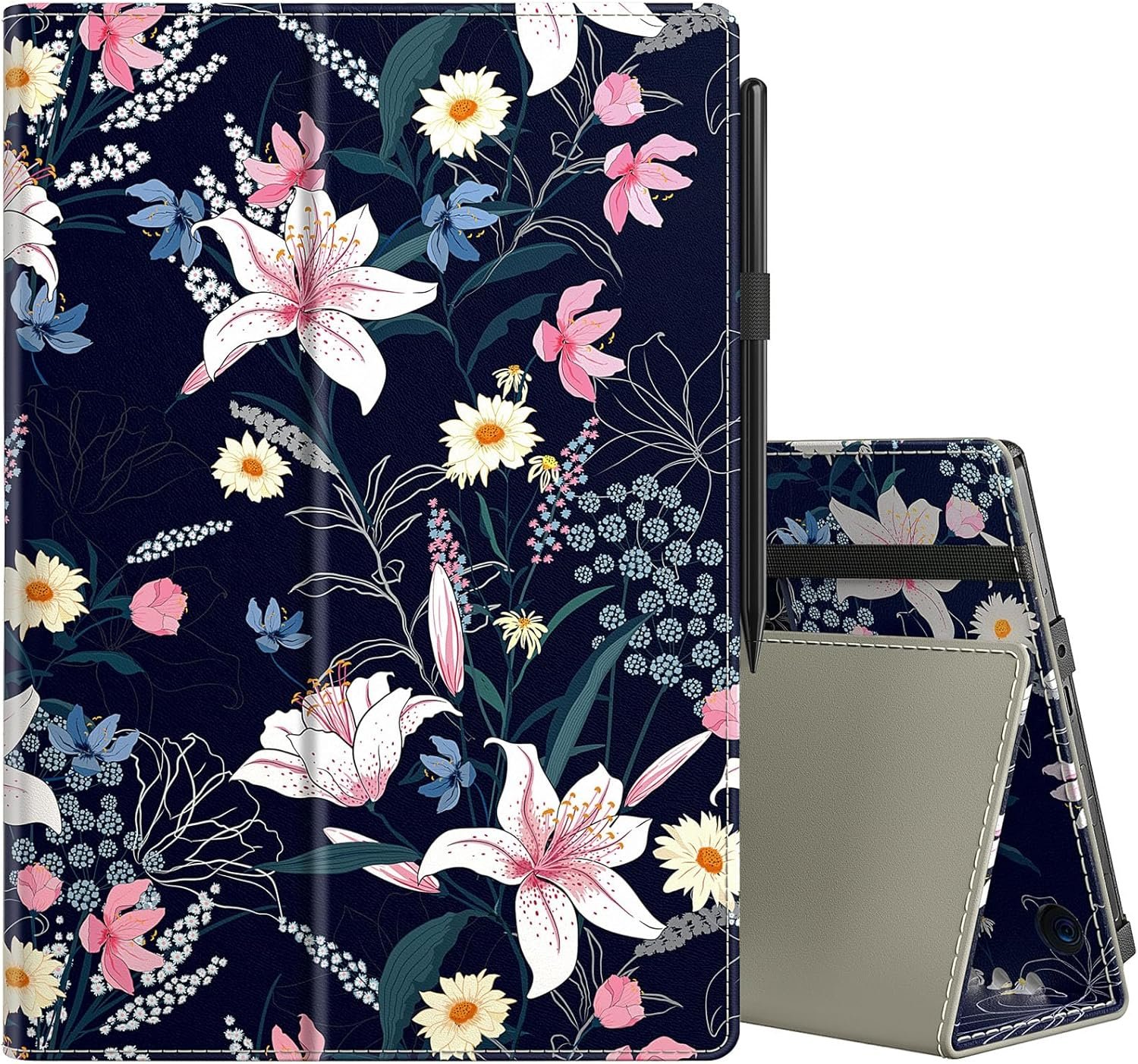 COOWPS for Amazon Fire Max 11 Tablet Case (13th Generation, 2023 Release) 11" - Slim Folding Stand Cover for Fire Max 11 Tablet with Auto Wake/Sleep, Hand Strap and Stylus Pen Holder, Lily