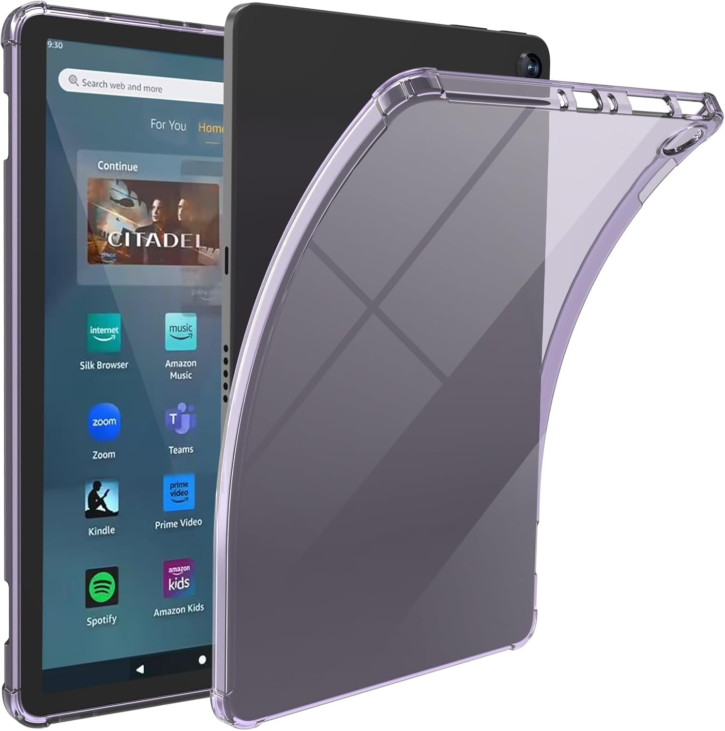 Clear Case for Amazon Fire Max 11 (2023 Release) - Ultra-Slim Soft TPU Transparent Cover, Lightweight & Durable Protection-Purple