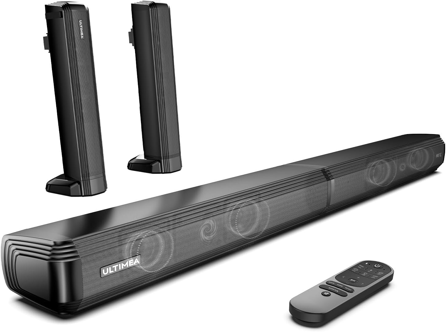 ULTIMEA 2.2ch Sound Bars for TV, Peak Power 100W, 2-in-1 Detachable Bluetooth 5.3 Soundbar for TV, 3 EQ Modes, Bass Adjustable for TV Speakers, ARC/Optical/Aux/Wall Mount, Apollo S40 Detachable Series