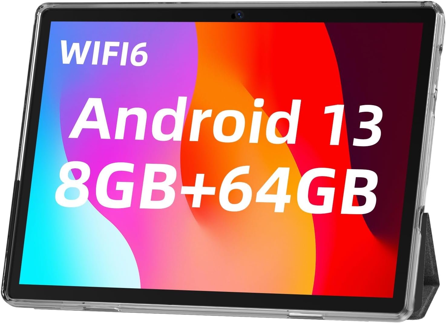 Android13 Tablet, 10in Tablet Fastest Dual WiFi6, 8GB+64GB with Case, Powerful Quad-core CPU, 1280 * 800 HD Touchscreen Display, Dual Camera, Bluetooth, WiFi Tableta PC, Tablets Clearance