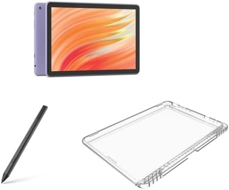 Tablet Bundle: Includes Amazon Fire HD 10 tablet, 10.1" (2023 Release) | 32 GB | Lilac & Made for Amazon Clear Case & Stylus Pen