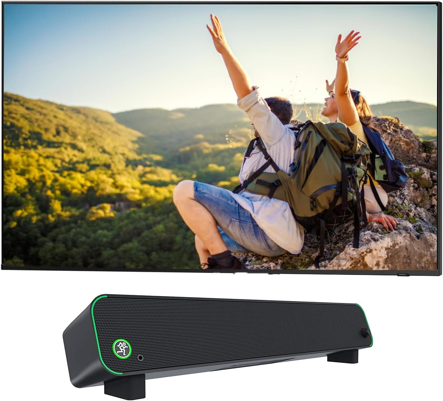 SAMSUNG QN65QN90CAFXZA 65 Inch Neo QLED Smart TV with 4K Upscaling with a CR-STEALTHBAR Desktop Soundbar with Bluetooth (2023)
