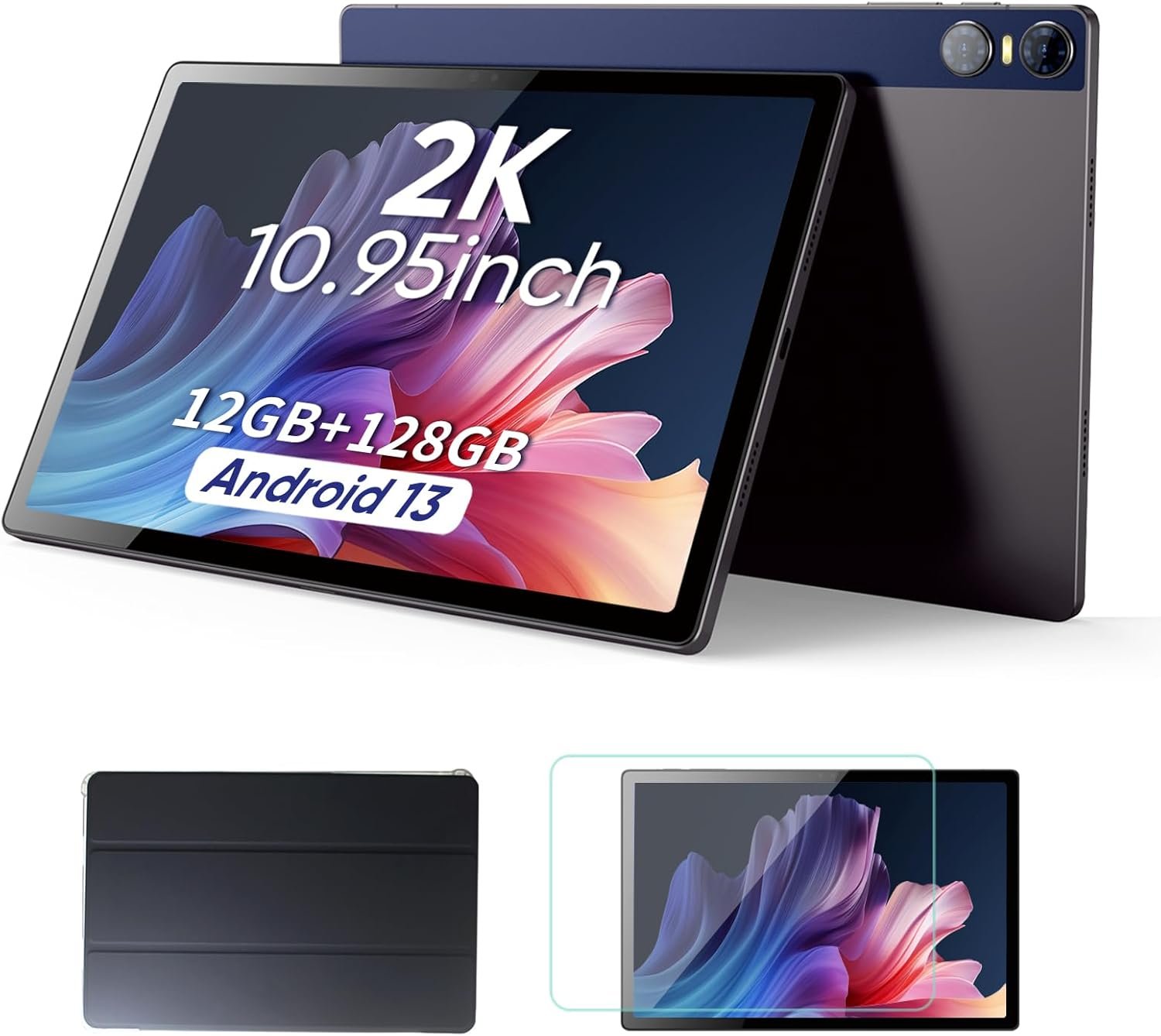weelikeit 10.95 inch Tablet 2K Android 13 Tablets with Case, 6GB+128GB+6GB Expand, MTK8183 Octa-Core 2000 * 1200 IPS Display, 5MP+13MP Camera, 7000mAh Battery,Quad Speakers,5G WiFi,BT5.0, GPS