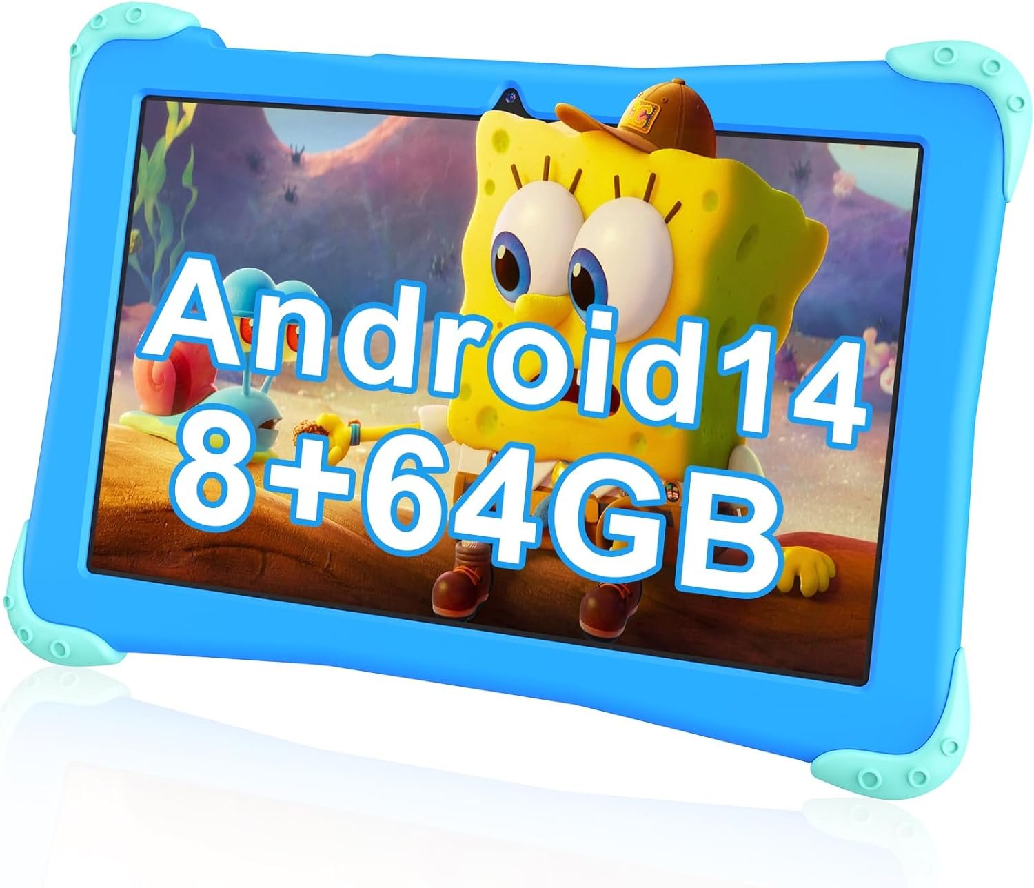 2024 Android 14 Kids Tablet 10 inch Tablet for Kids 3-12, Octa-core 2.0GHz CPU 8+64GB Childrens Tablet with Ad-free Content,Parental Controls and Kids Mode (Blue)