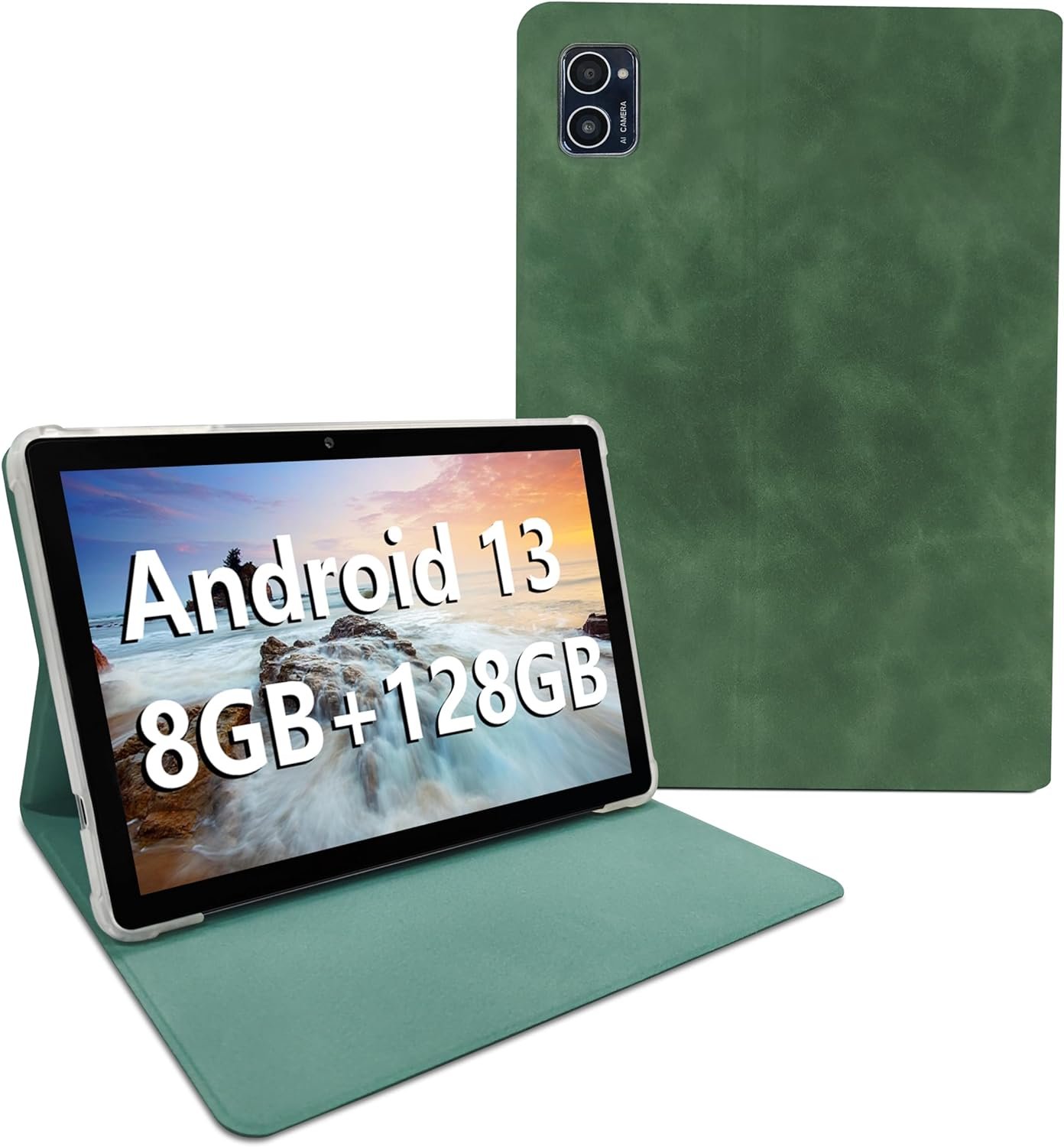 Tablet Computer 10 inch Android 13(Full Metal Material), 128GB+8(4+4 Expansion) GB/1TB Expandable, IPS HD Touch Screen(G+G), 5MP+8MP Camera, WiFi6, BT5.0, 8000mAh Battery, GMS Certifie Tablet
