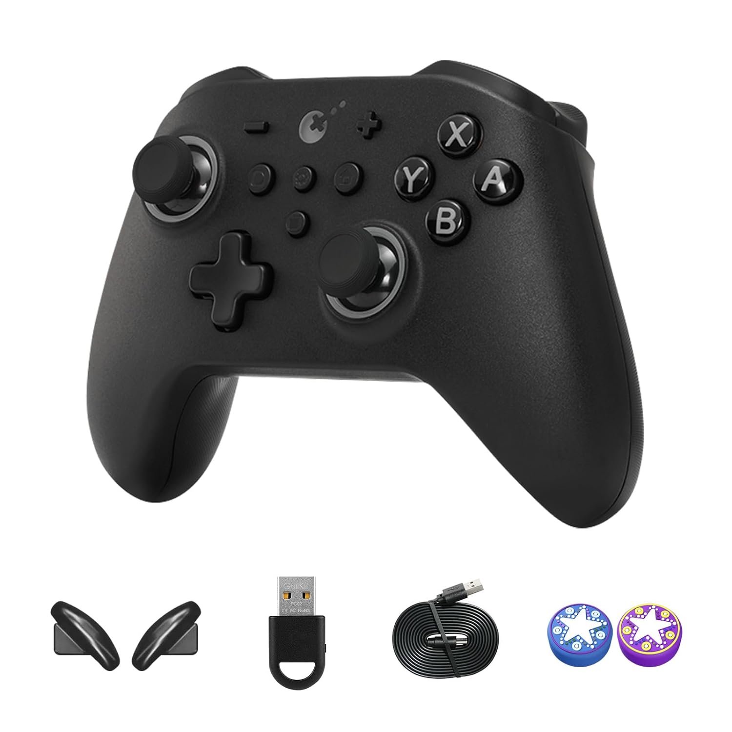 AKNES Gulikt KK3 Pro Controller, 1000Hz Polling Rate for Wins, Hall Joysticks and Triggers, Wireless Controller for Windows/Switch/Android/iOS/macOS/Steam Deck, Maglev/Rotor/HD Vibration - Black