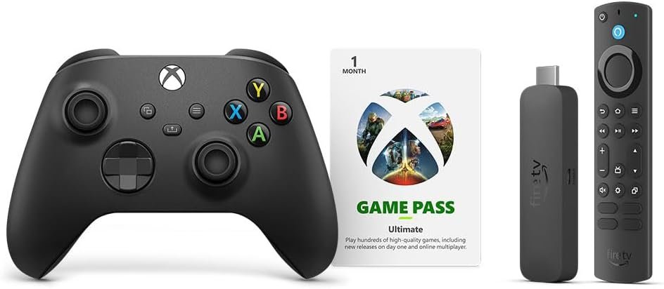 Amazon Fire TV Stick 4K Max with Carbon Black Xbox Core Wireless Controller Bundle + Free Month of Game Pass for New Members