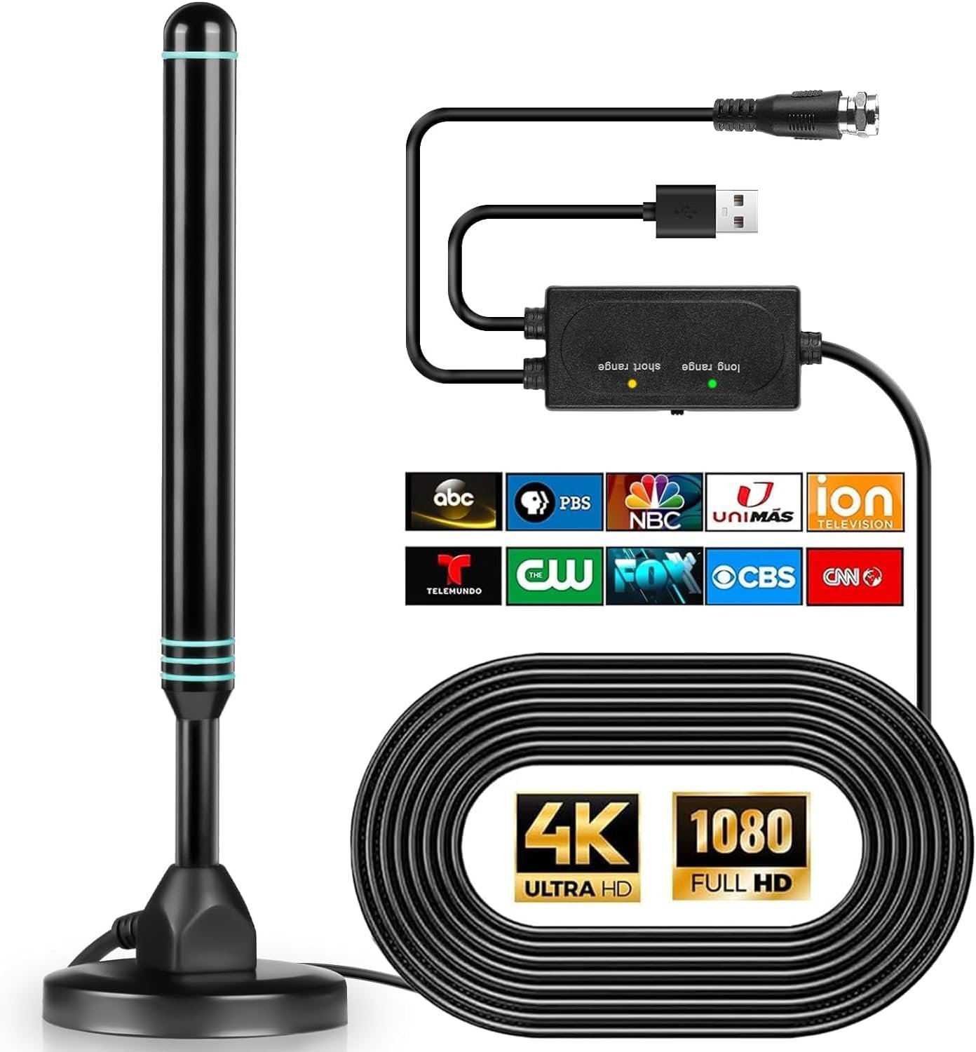 TV Antenna Indoor, HD Antenna for Smart TV and All TV,TV Antenna for Local Channels,Support 4K 1080p with Signal Booster Antenna TV Digital HD Indoor & Outdoor
