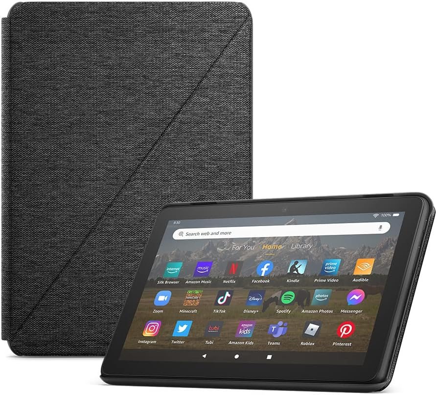 Amazon Fire HD 8 tablet (64 GB, Black, Ad-Supported) + Amazon Standing Case (Black)