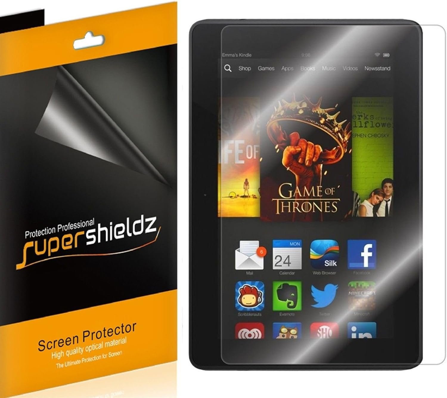 Supershieldz (3 Pack) Designed for Fire HDX 8.9 and Kindle Fire HDX 8.9 inch Screen Protector, High Definition Clear Shield (PET)