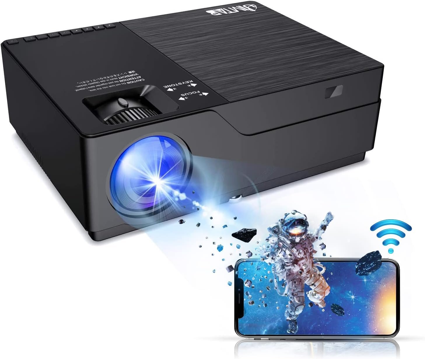 M18 PRO Native 1080P Video Projector,WIFI HD Projector Support AV,VGA,USB,HDMI, Compatible with Xbox,Laptop,iPhone and Android for Academic Display and Home Theater (Metallic Black(M18 Pro))