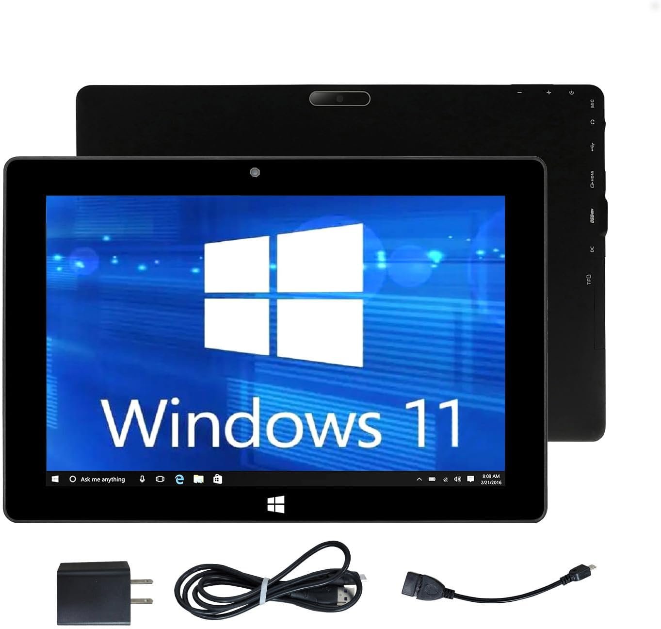 10 Inch Tablet Windows 11 Home, Tablet PC 4G&WiFi&Bluetooth RAM 6GB+ ROM 64GB, 2MP+5MP Dual Camera, 6000mAh Black Tablet Computer