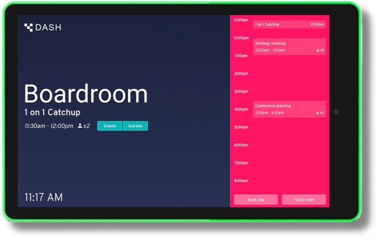 PoE Texas 10″ Touchscreen Meeting Room Scheduler Tablet – LED Syncs with Calendars