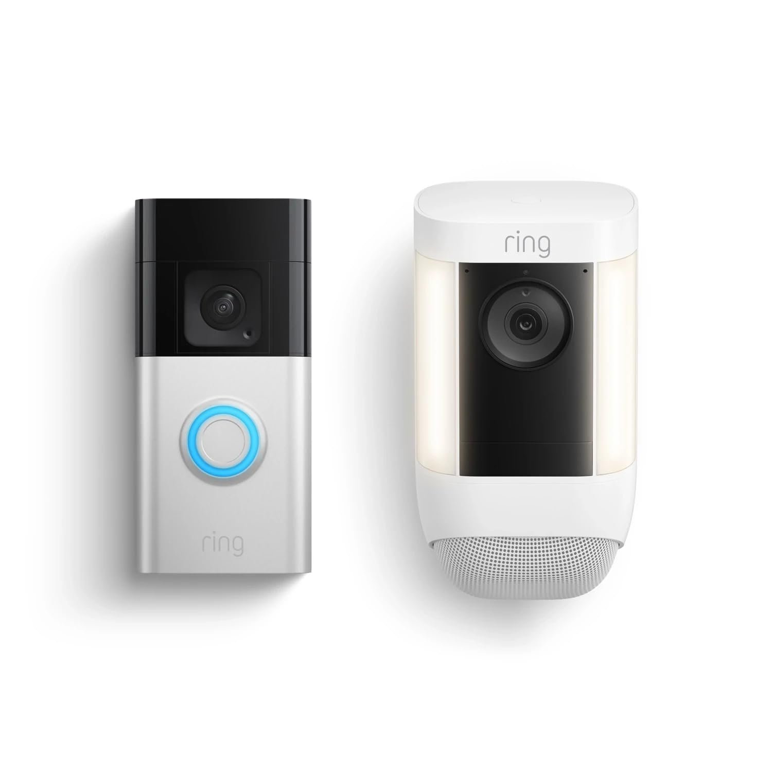 Ring Battery Doorbell Plus with Ring Spotlight Cam Pro, Battery White