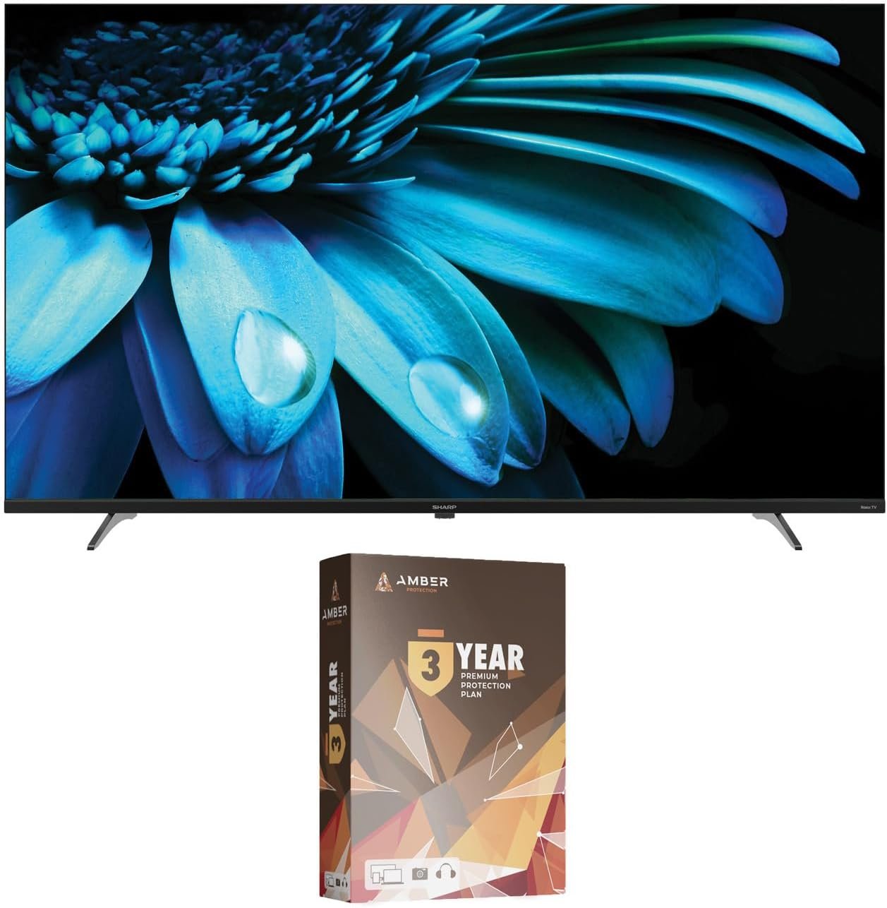 SHARP 4T-C50EL8UR 50 Inch LED 4K Ultra HD Roku TV with 3 Year Amber Protection Plan (2024)