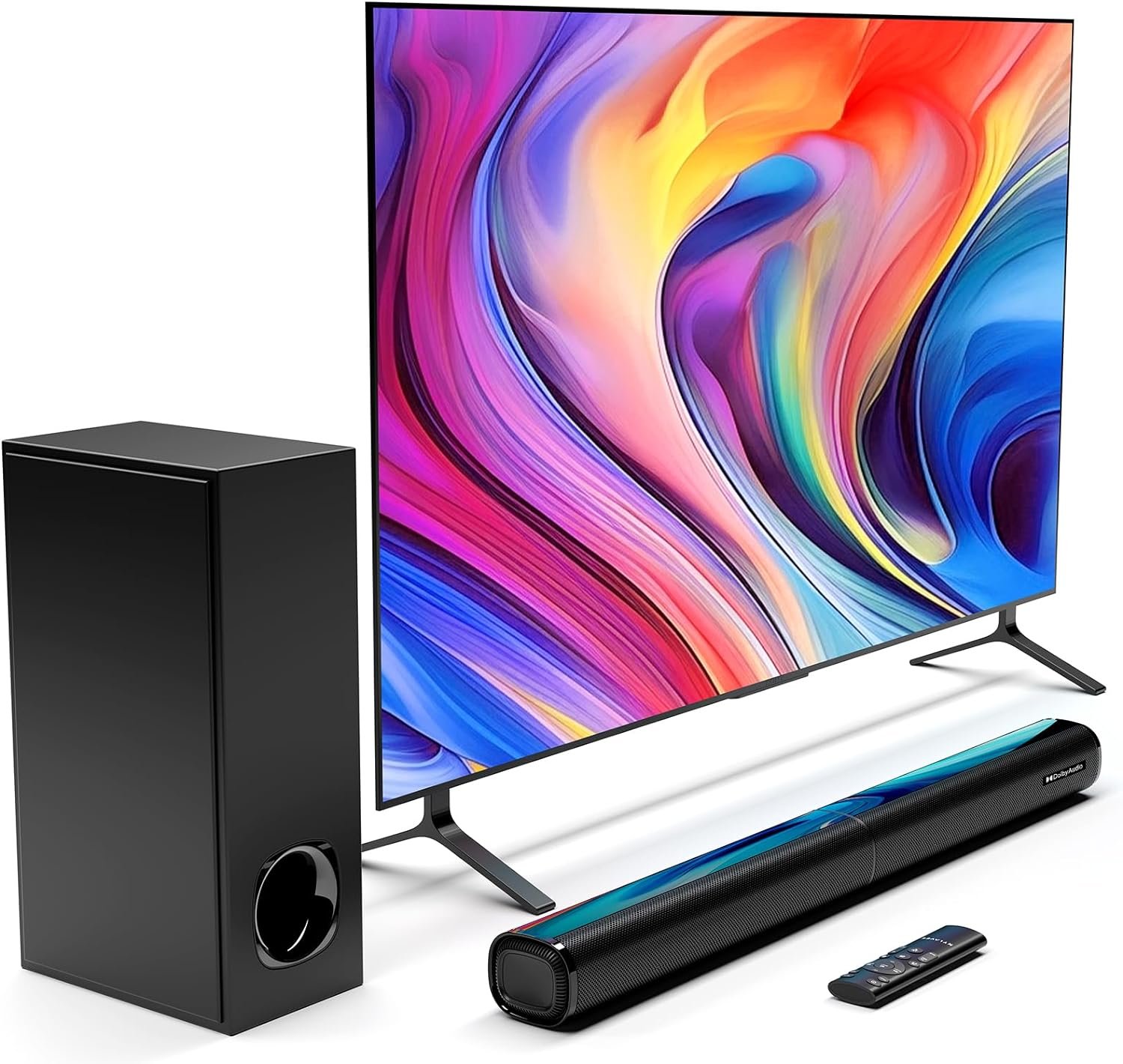 Nylavee Sound Bar with Subwoofer, 2.1ch Soundbar with Dolby Audio, 240W Loud Volume Wall Mountable 30-inch Bluetooth Sound Bar with HDMI ARC, Optical, and AUX Connectivity for TV, Projector, Computer