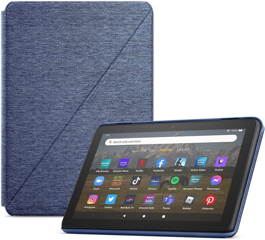 Amazon Fire HD 8 tablet (64 GB, Denim, Ad-Supported) + Amazon Standing Case (Denim)
