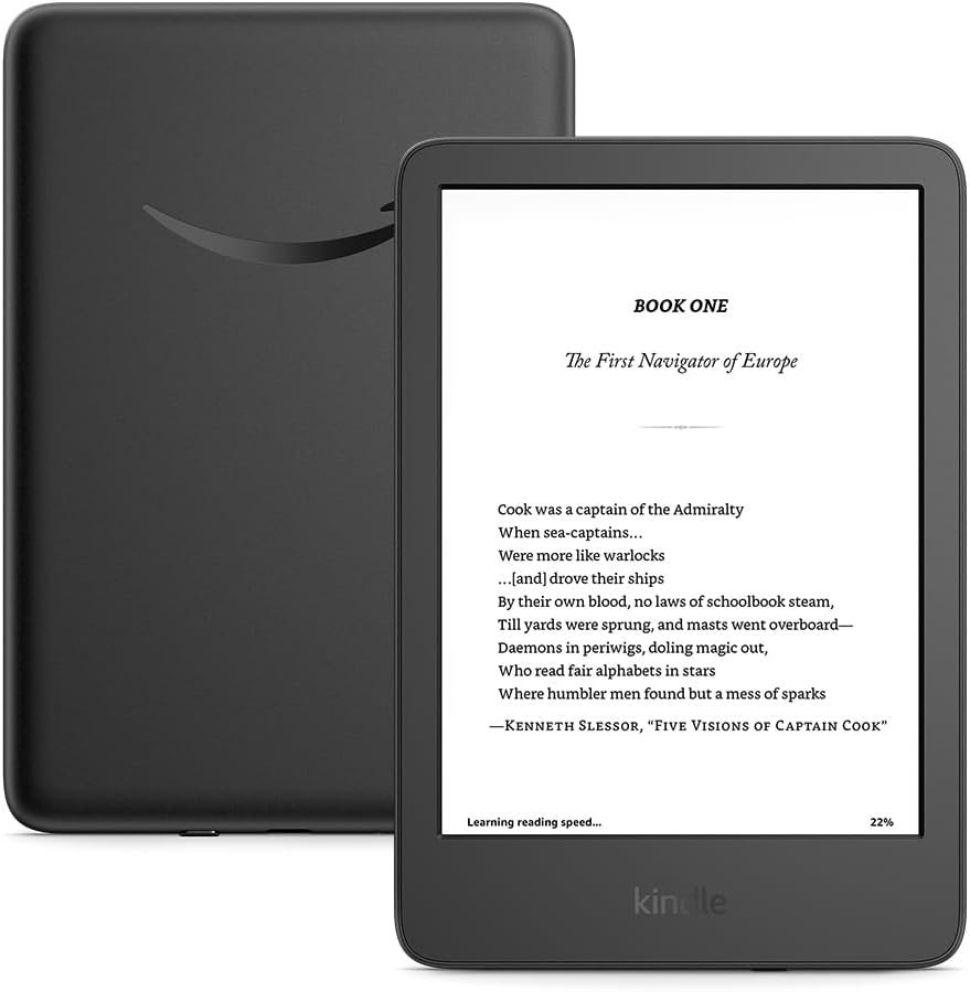 Amazon Kindle 16 GB (newest model) - Lightest and most compact Kindle, now with faster page turns, and higher contrast ratio, for an enhanced reading experience - Black