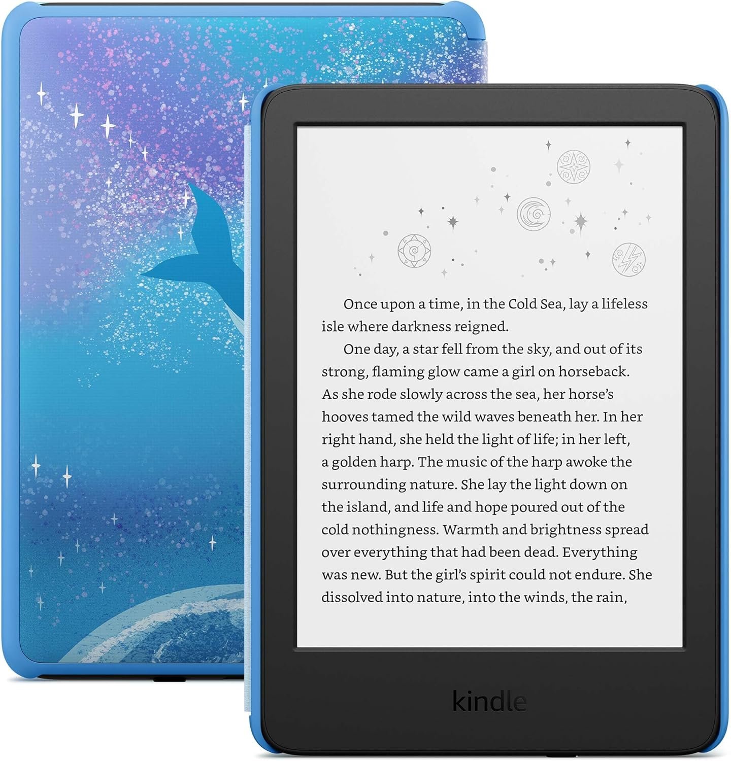Amazon Kindle Kids 16GB (newest model) - If it breaks, we will replace it, includes ad-free books and cover, with glare-free display, faster page turns - Space Whale