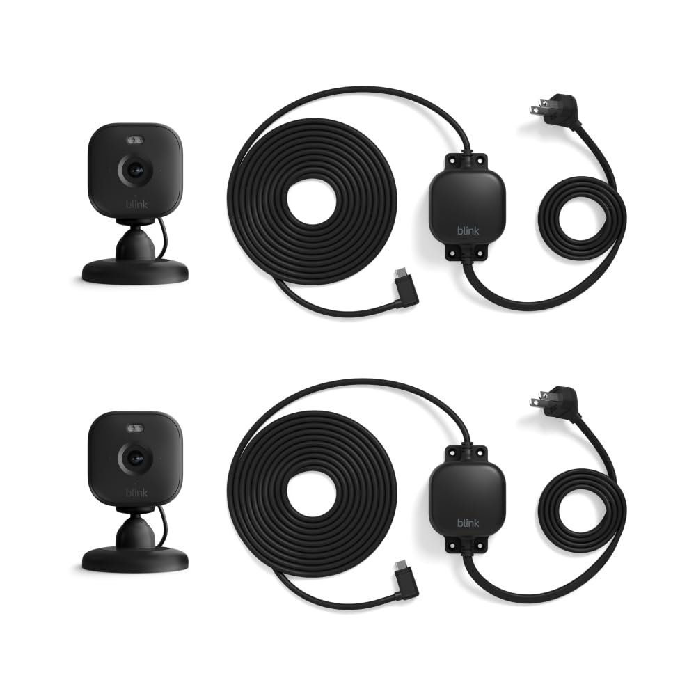 Blink Mini 2 + Weather Resistant Adapter — Indoor/Outdoor Home Security & Pet Camera(s) with HD video, motion detection, and built-in spotlight — 2 cameras (Black)