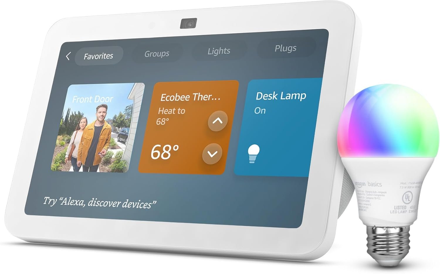 Echo Show 8 with Amazon Basics Smart Color Bulb
