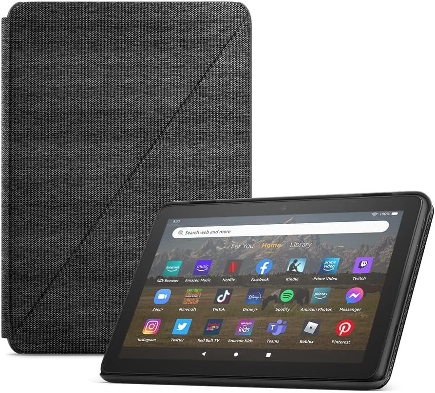 Amazon Fire HD 8 Tablet (32GB Black, 2024 release) + Standing Cover (Black)