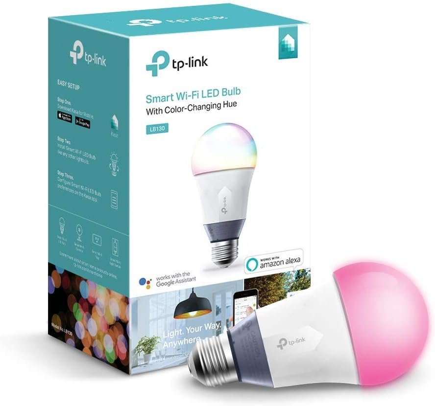 Kasa Smart Wi-Fi LED Light Bulb by TP-Link - Multicolor, Dimmable, A19, No Hub Required, Works with Alexa and Google Assistant (LB130)