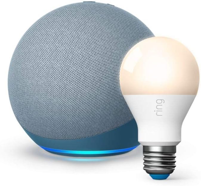 All-new Echo (4th Gen) - Twilight Blue - bundle with Ring A19 Smart LED Bulb, White